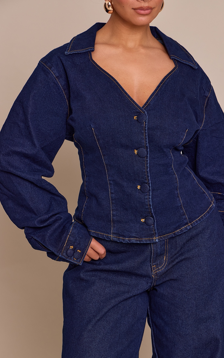 Shape Indigo Cinched Plunge Neck Denim Jacket image 4