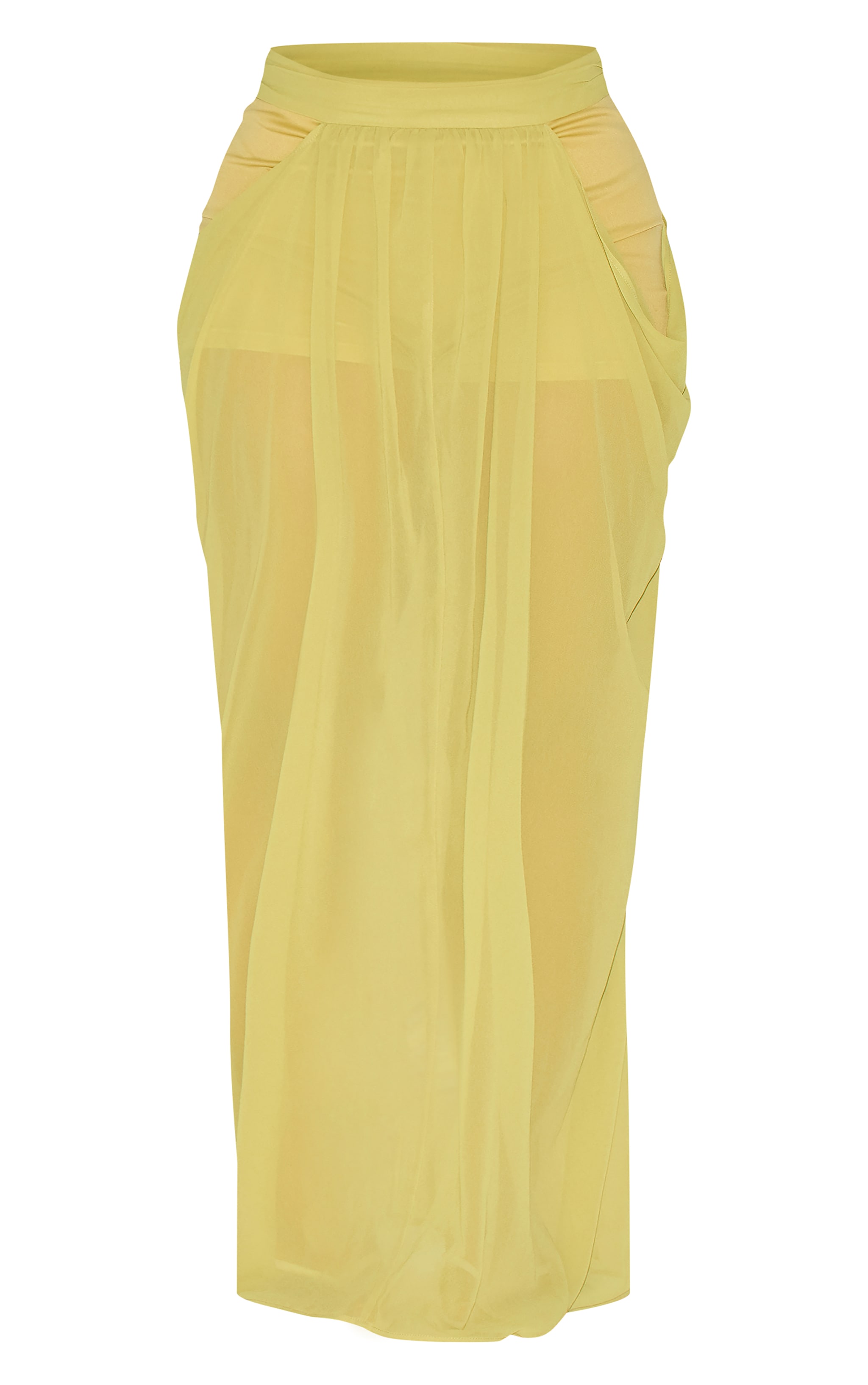 Shape Lime Chiffon Highwaisted Drape Maxi Skirt image 5