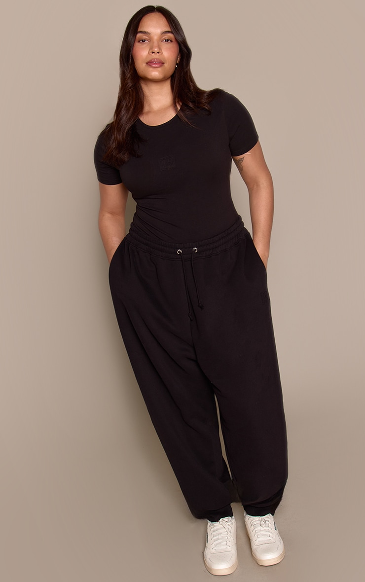 Plus Black Embossed Logo Short  Sleeve Bodysuit  image 3