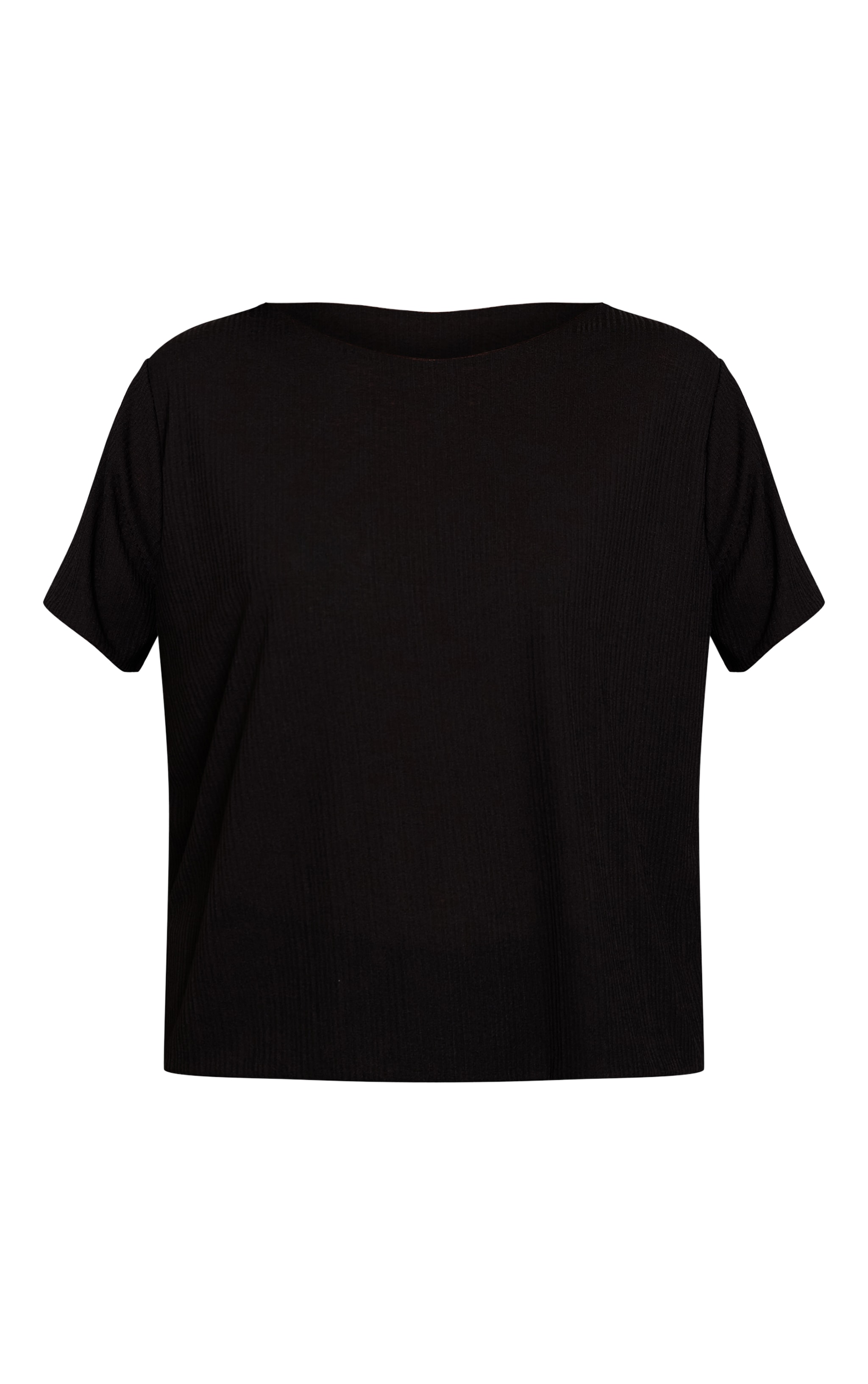 Black Sheer Textured Flowy T-shirt image 5