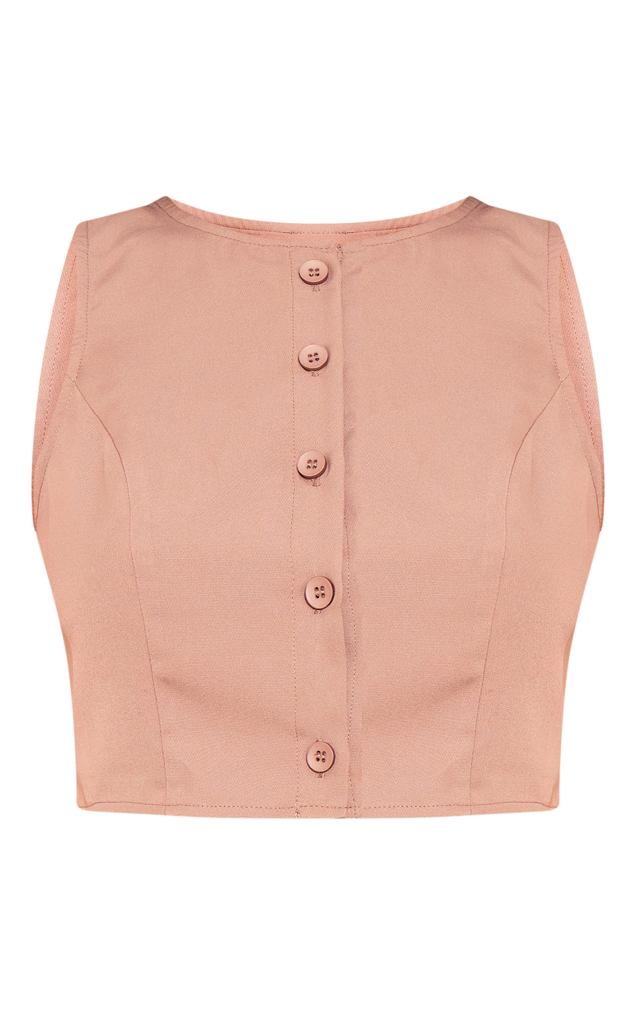 Tall Taupe Button Up Cropped Waistcoat image 5