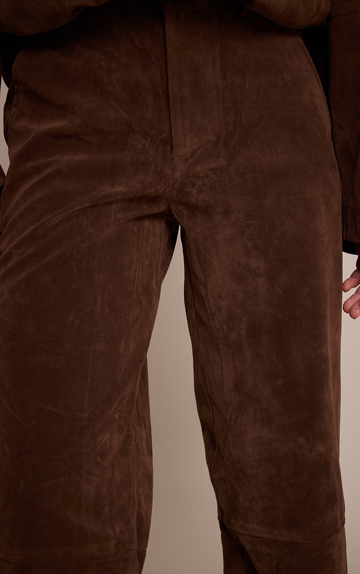 Dark Brown  Suede Straight Leg Pants image 4