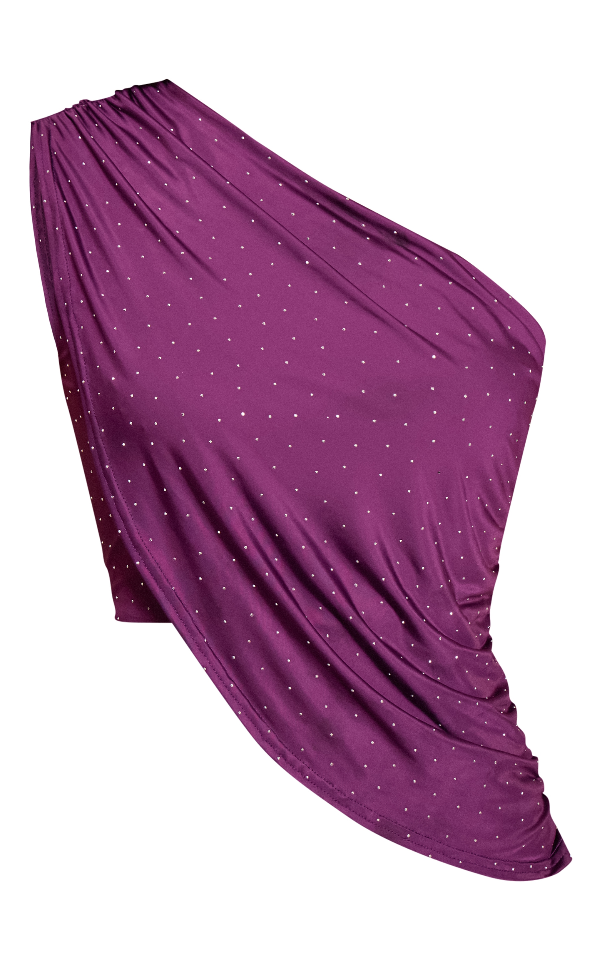 Plum Hotfix Slinky Asymmetric Crop Top image 5