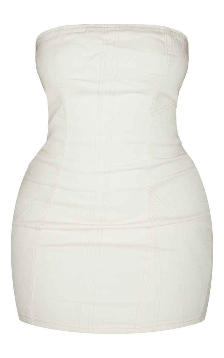 Shape Stone Denim Seam Detail Bandeau Bodycon Dress image 5