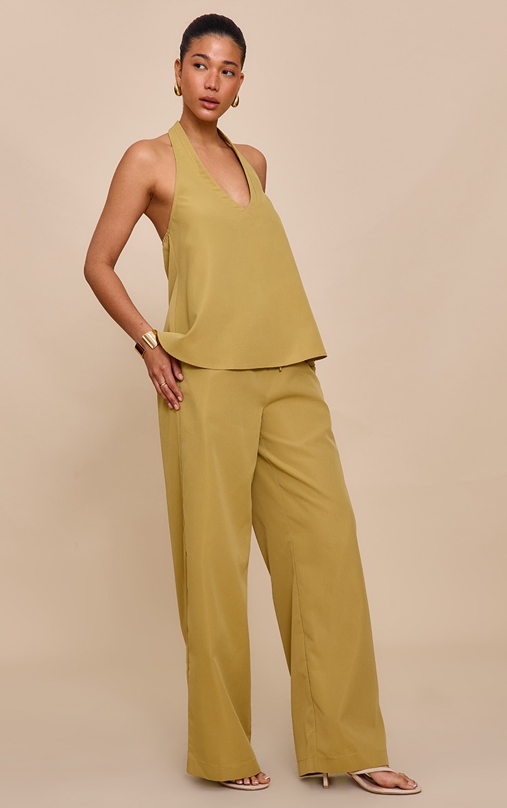 Sand Tailored Wide Leg Drawstring Pants image 1