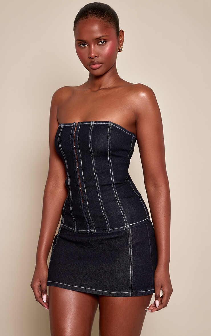 Raw Indigo Washed Denim Mini Skirt image 4