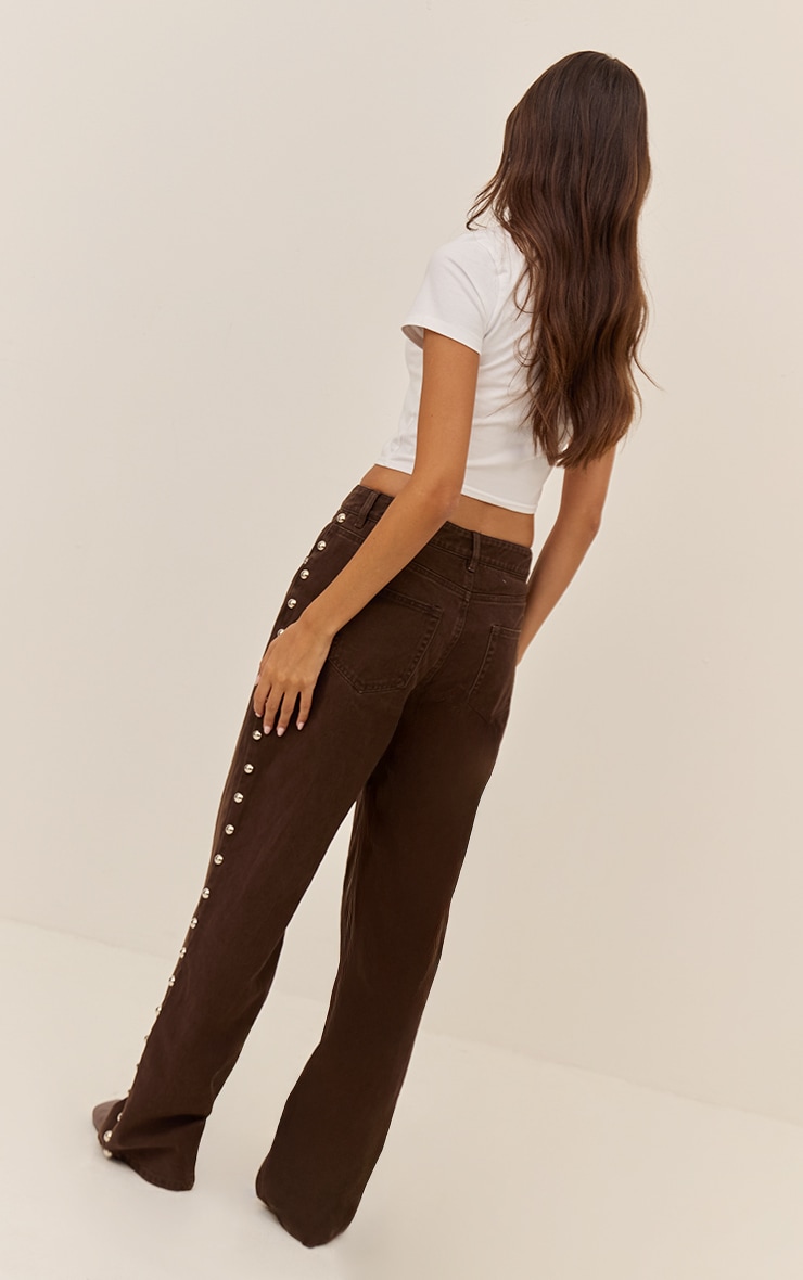 Chocolate Side Studded High Waist Jeans image 3