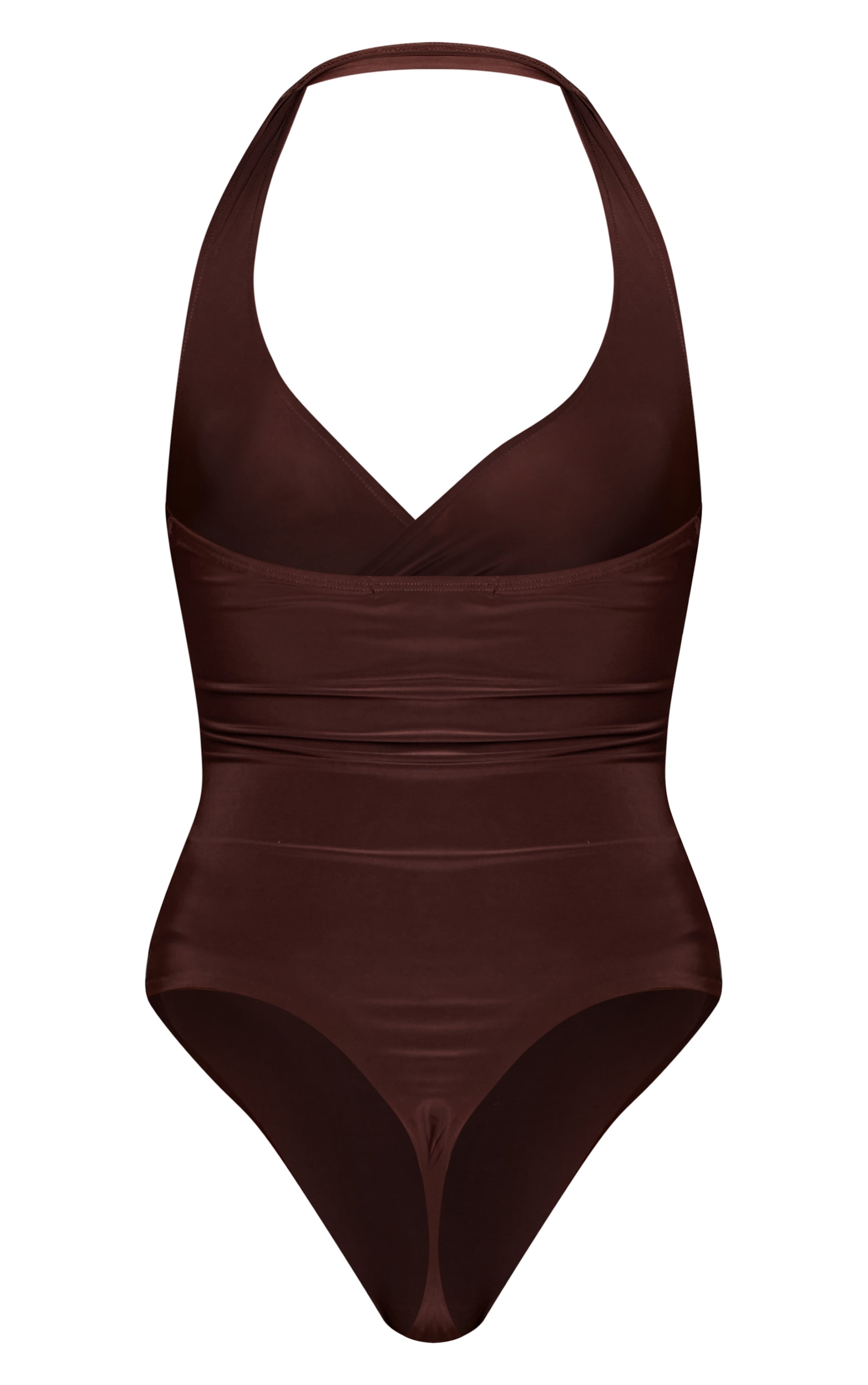Chocolate Double Layer Slinky Plunge Detail Bodysuit image 6