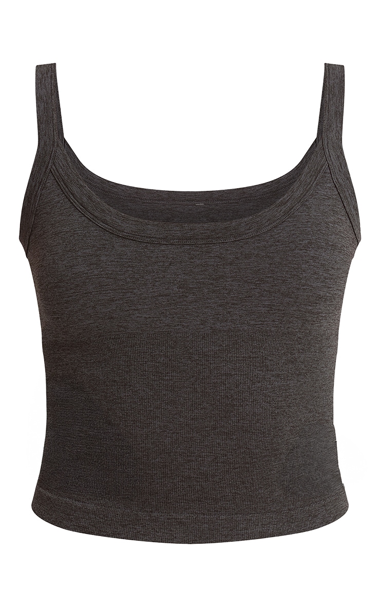 Charcoal Seamless Marl Double Strap Gym Vest image 5