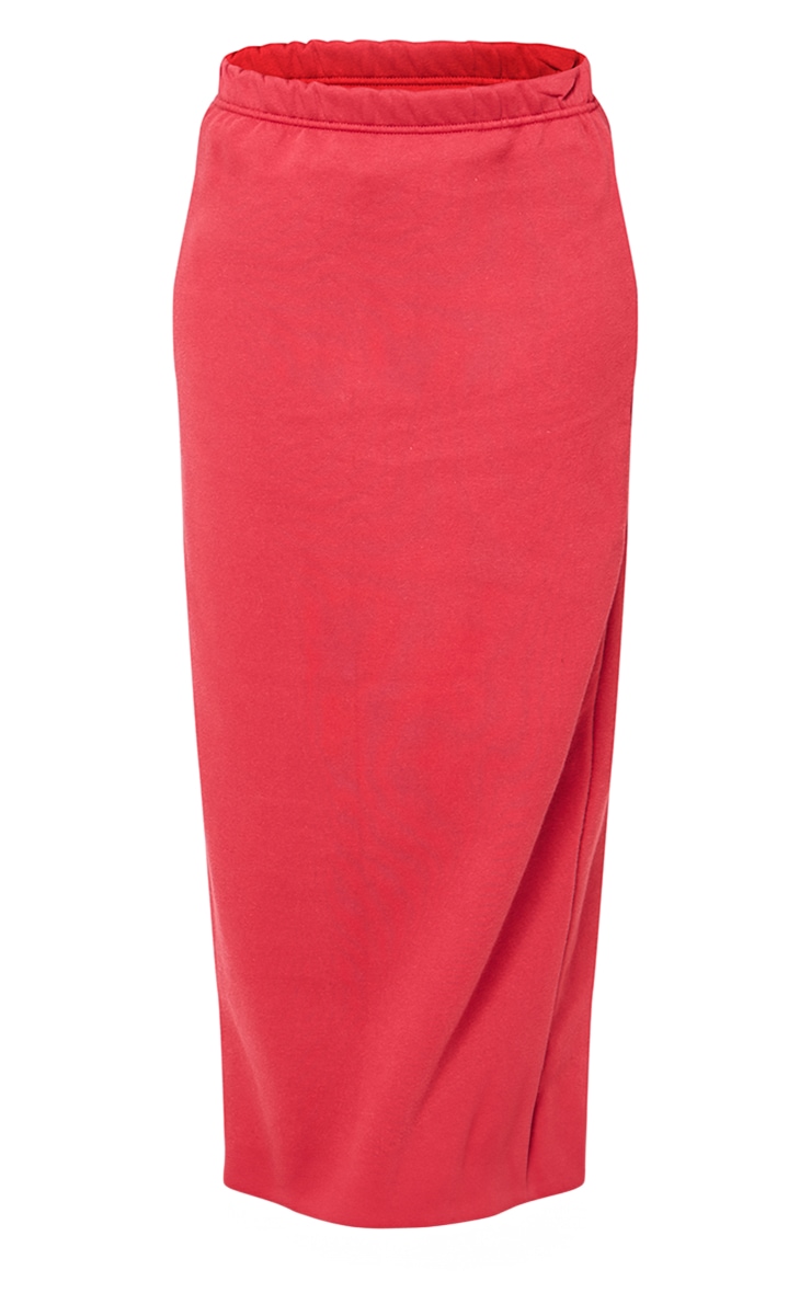 Petite Red Oversized Sweat Maxi Skirt image 5