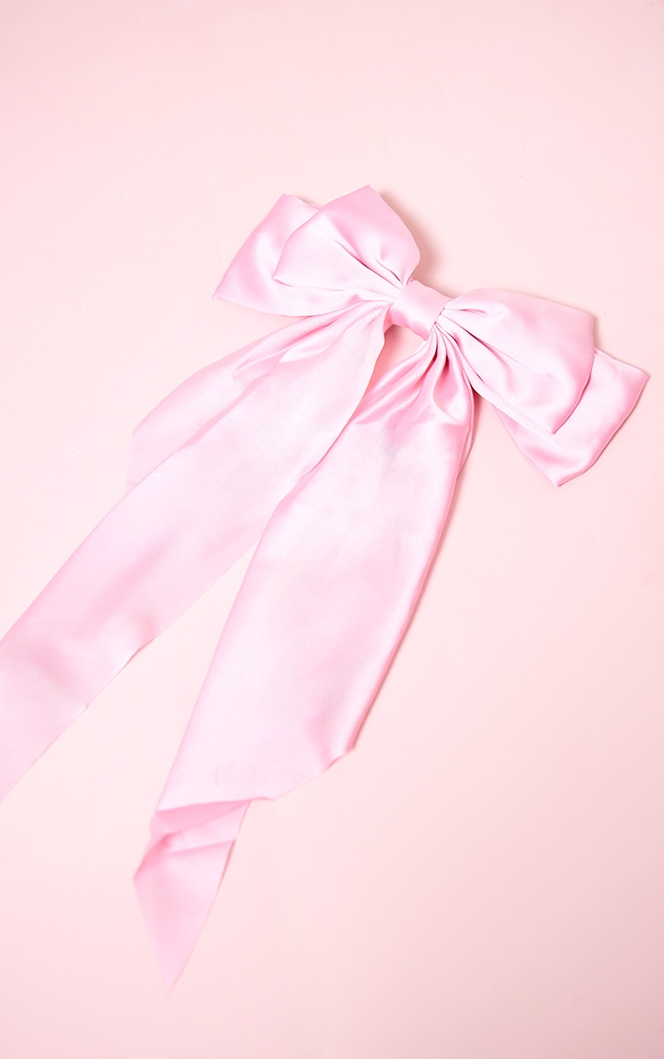 Baby Pink Oversized Bow Hair Clip image 2