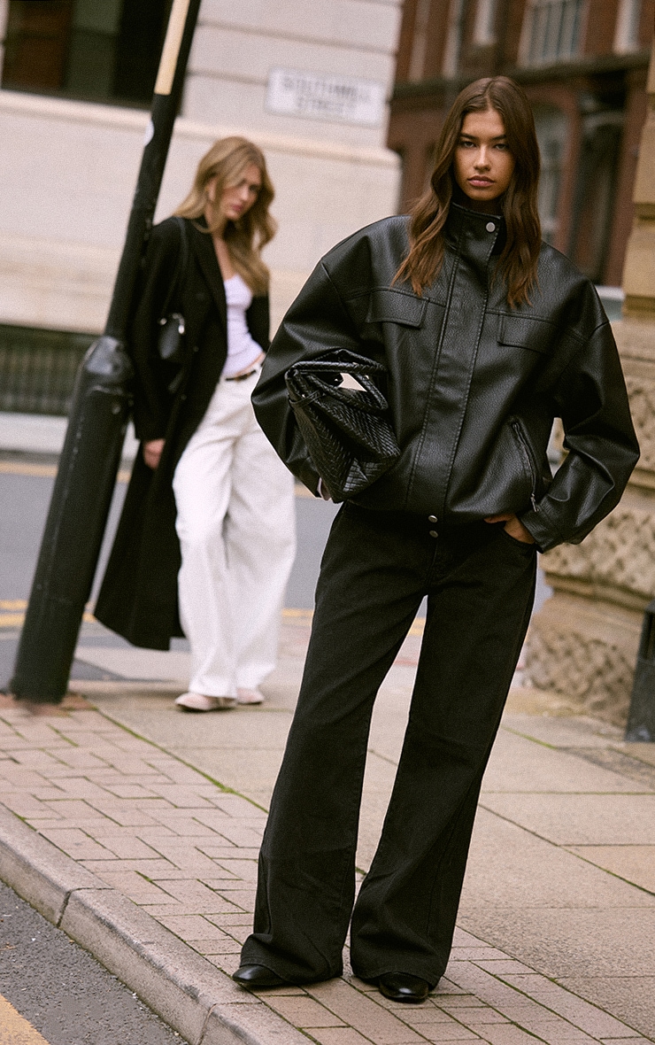 Washed Black Low Rise Boyfriend Leg Jeans image 1