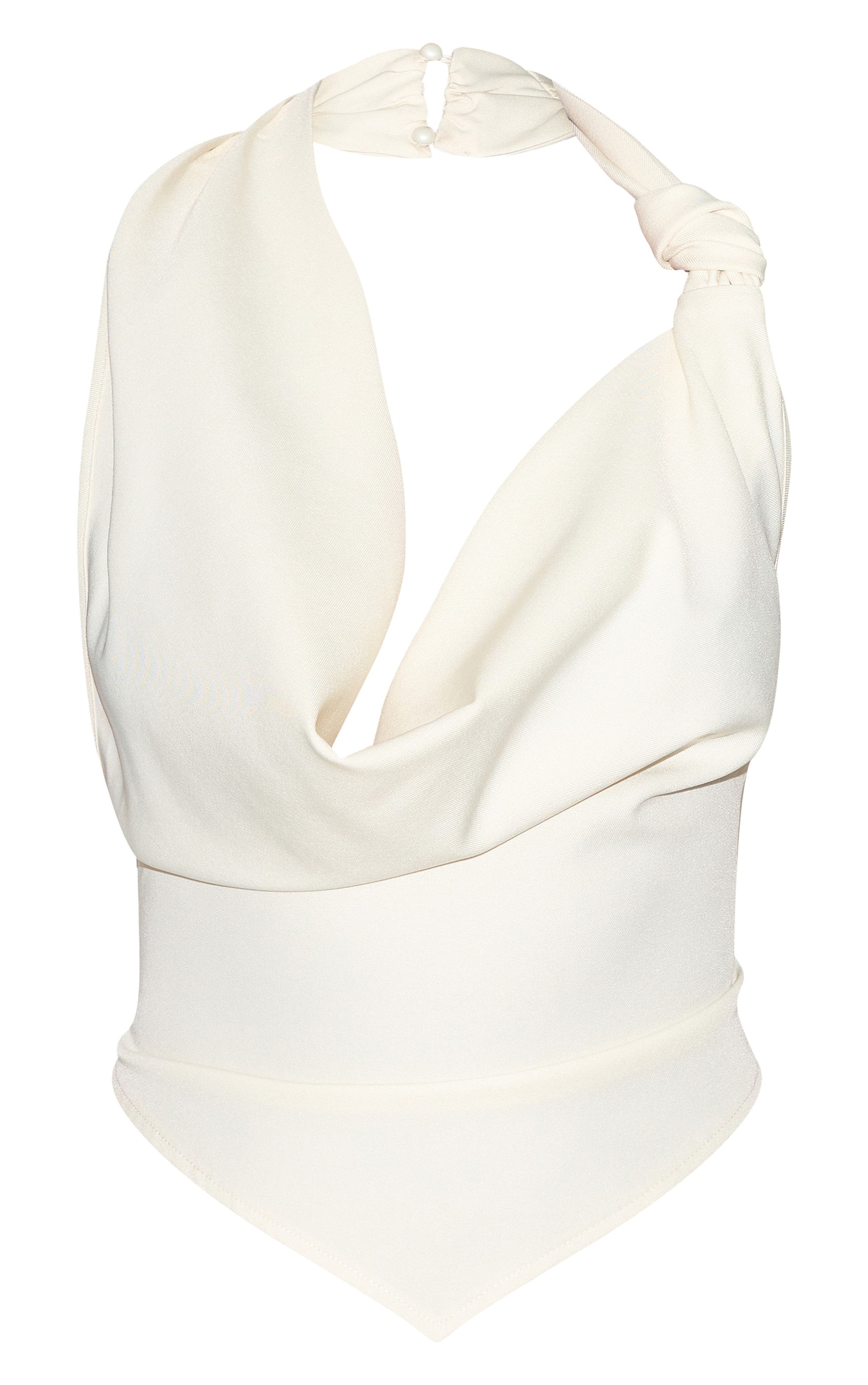 Cream Woven Cowl Neck Long Top image 5