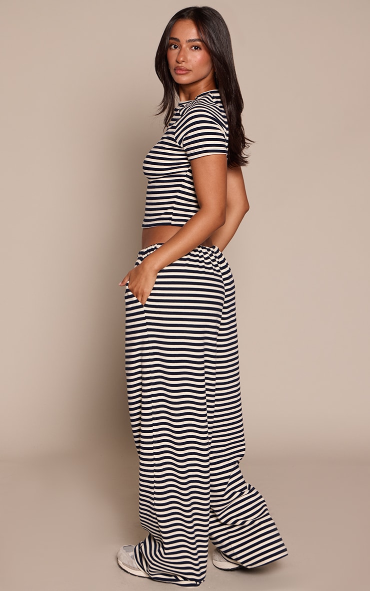 Petite Multi Striped Soft Fleece Straight Leg Joggers image 3