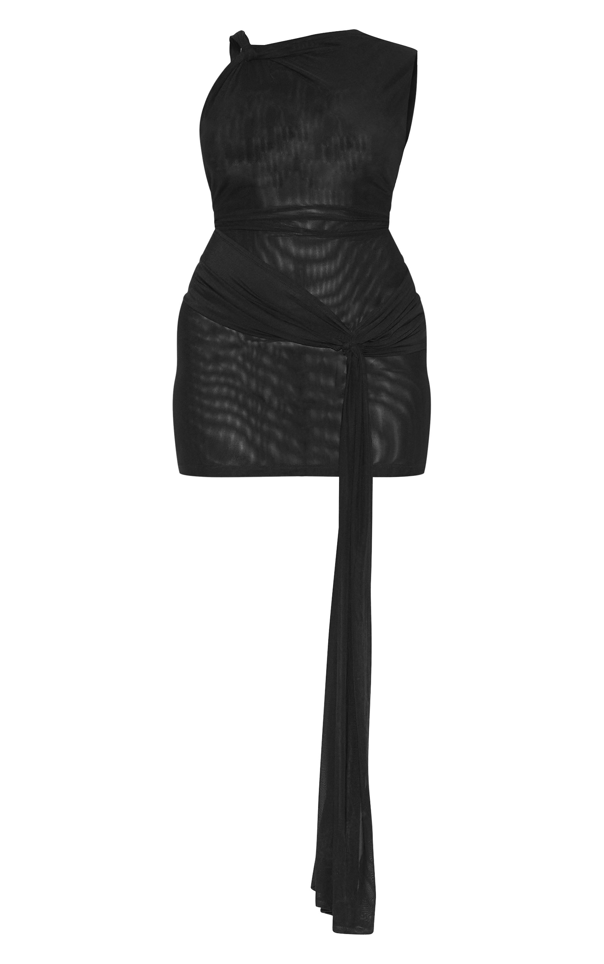 Plus Black Double Layer Mesh Twist Detail Mini Dress image 5