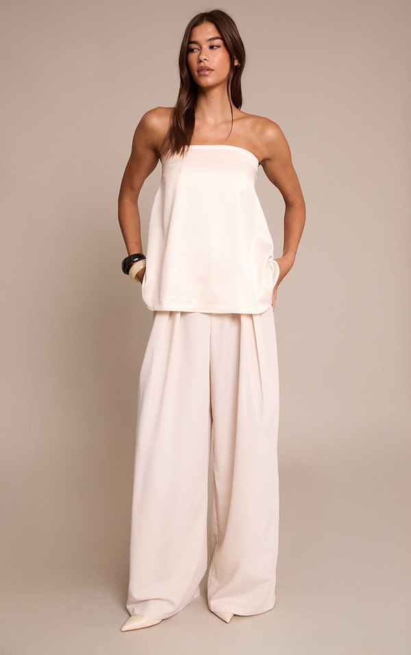 Champagne Bandeau Asymmetric Detail Top