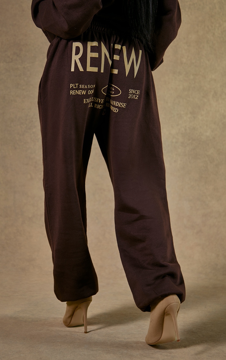 Renew Chocolate Brown Printed Track Pants image 4