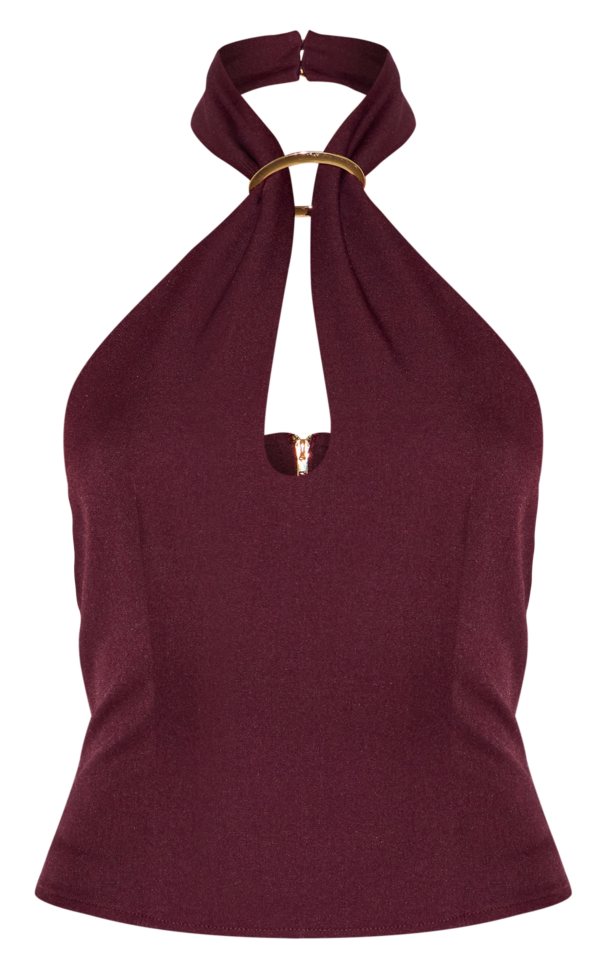 Top de tailleur rouge vin à empiècement et dos nu image 5