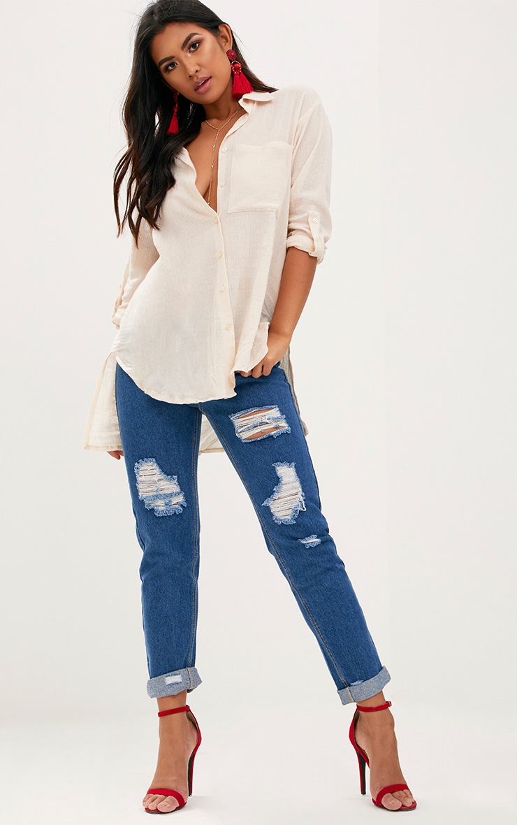 Stone Cheesecloth Shirt. Tops PrettyLittleThing