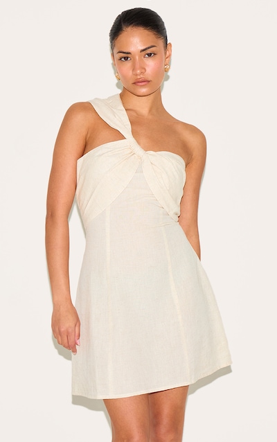 Robe Mini Asymétrique Nouée en Petite Pierre
