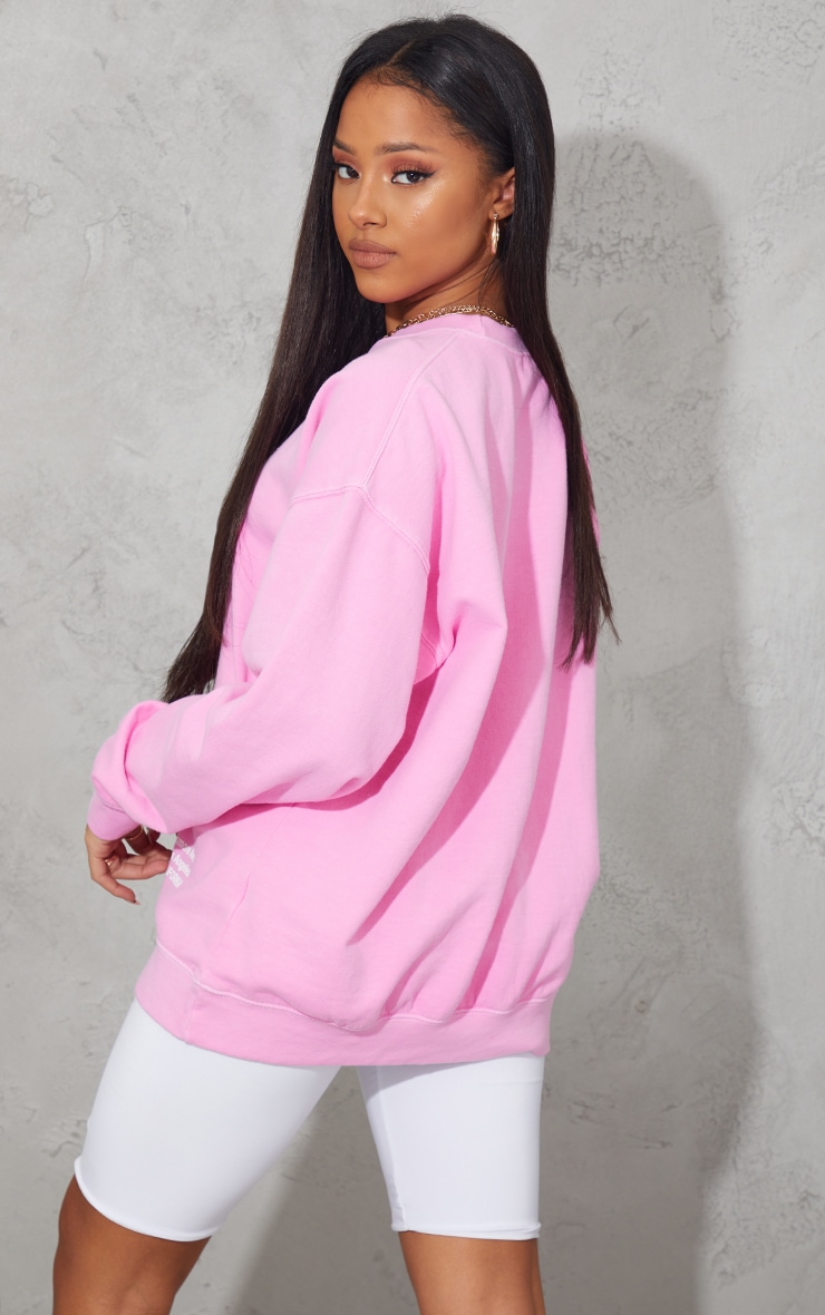 Pink Los Angeles Small Print Slogan Washed Sweatshirt image 2