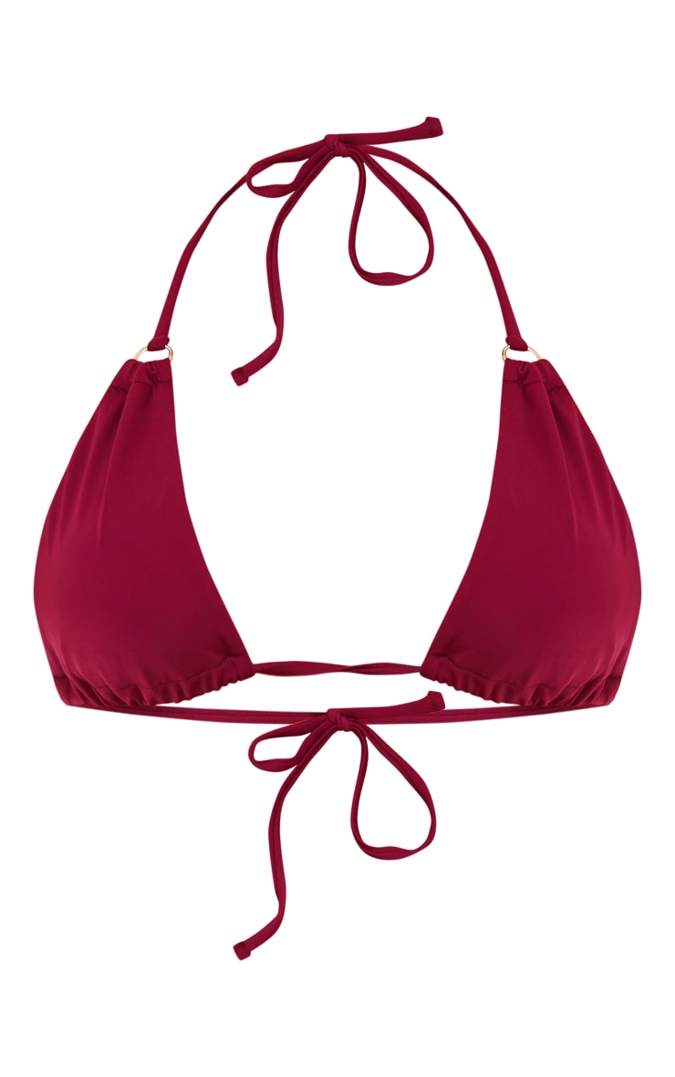 Mini haut de maillot de bain triangle framboise à anneaux et bonnets montants image 5