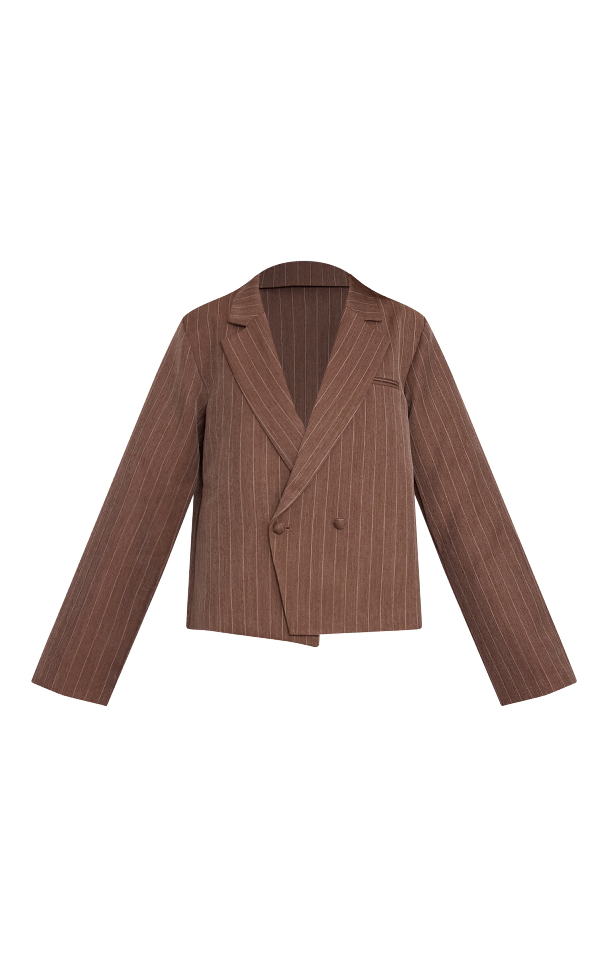 Chocolate Brown Pinstripe Boxy Blazer image 5
