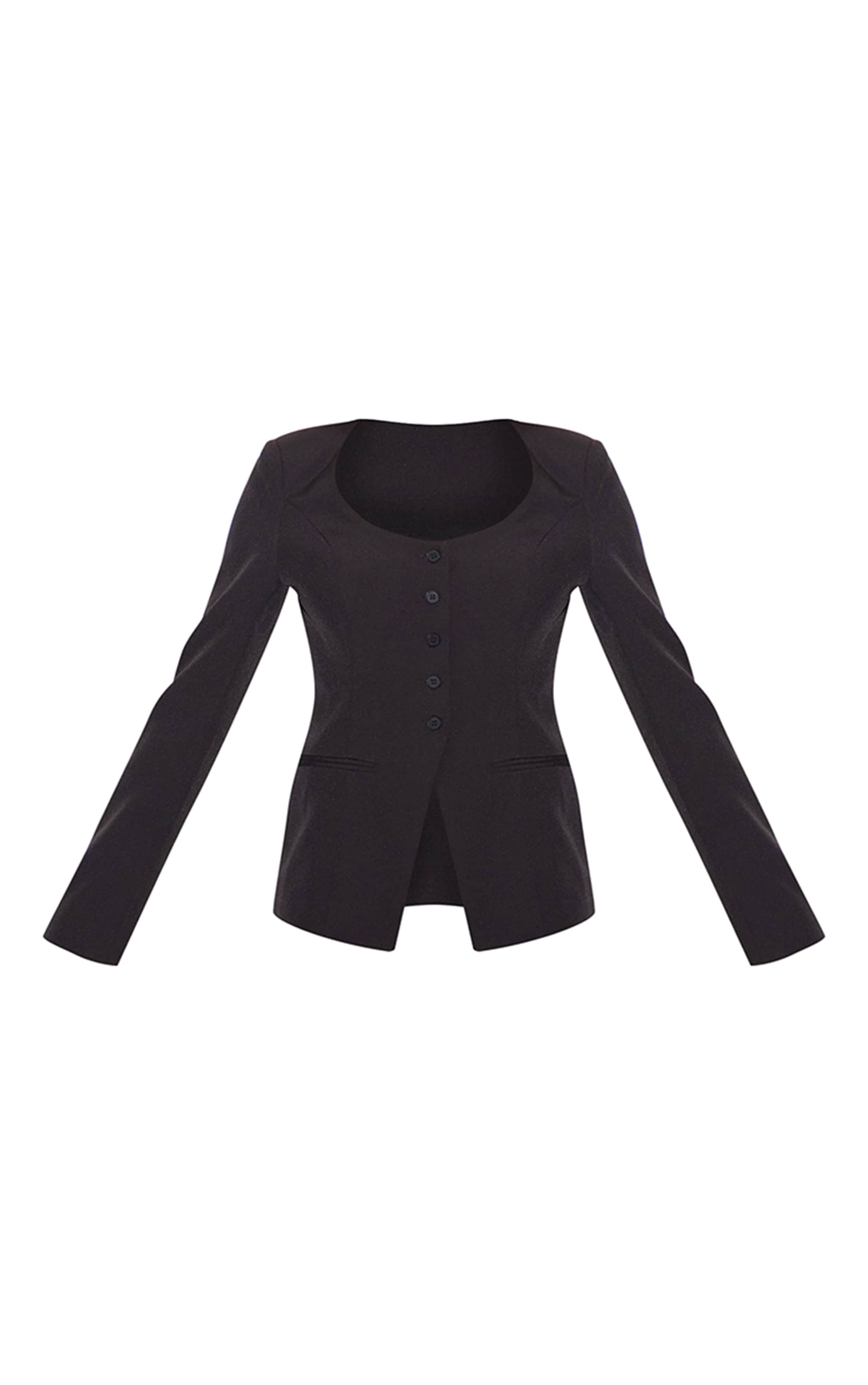 Blazer Noir Croisé en Tissu Façonné image 5