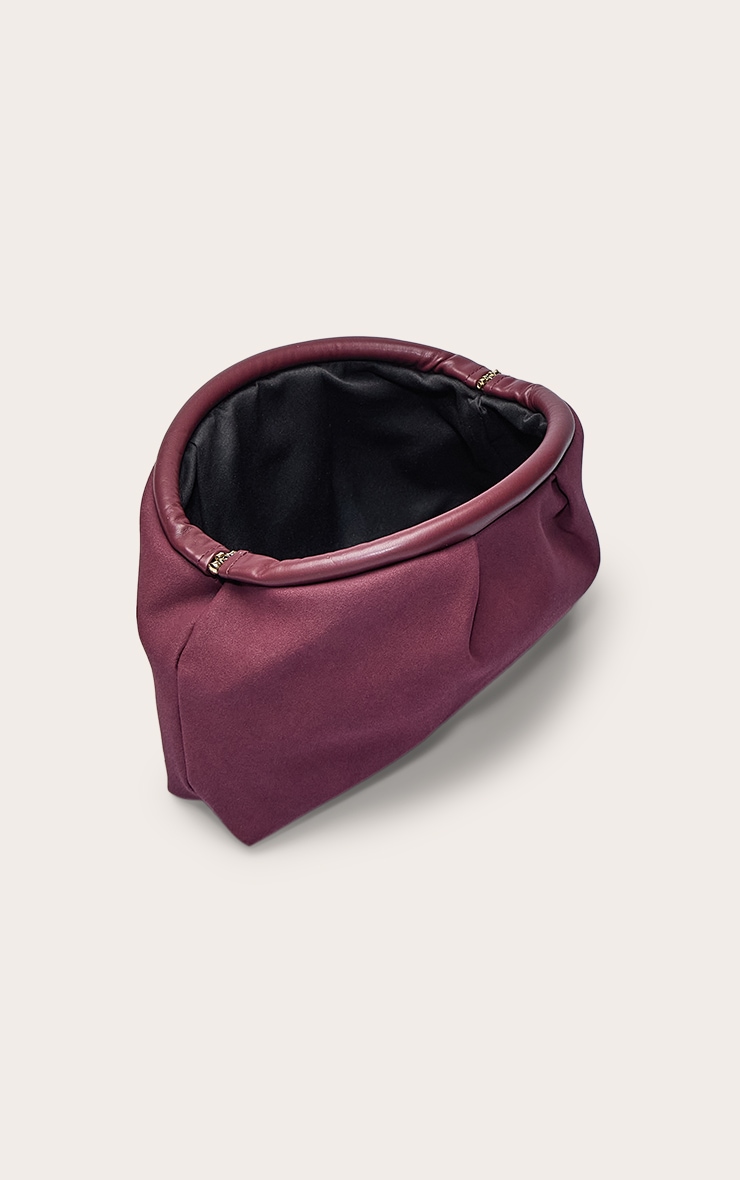 Plum Faux Suede Hard Handle Clutch Bag image 5