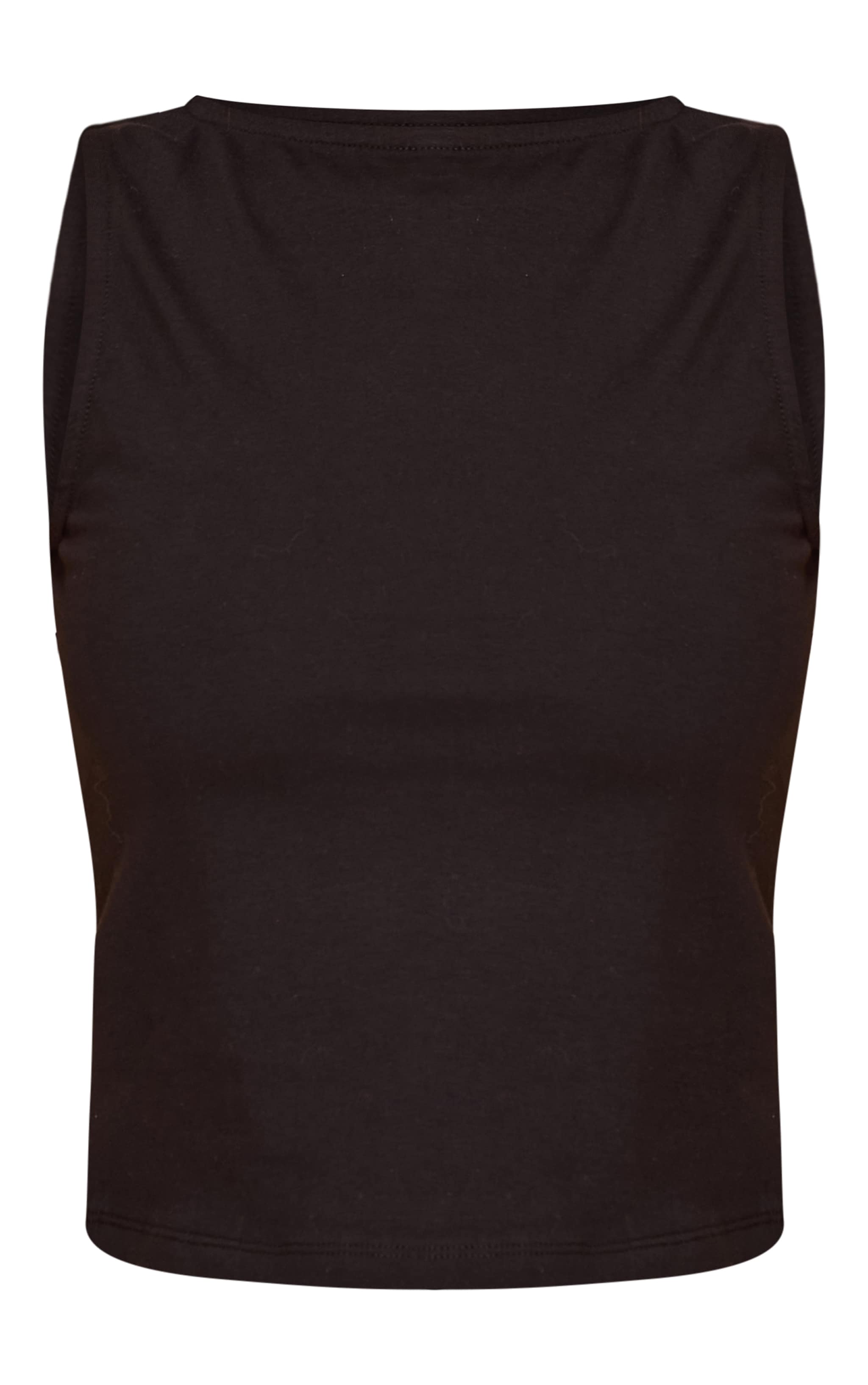 Petite Black Soft Cotton Boat Neck Sleeveless Top image 5