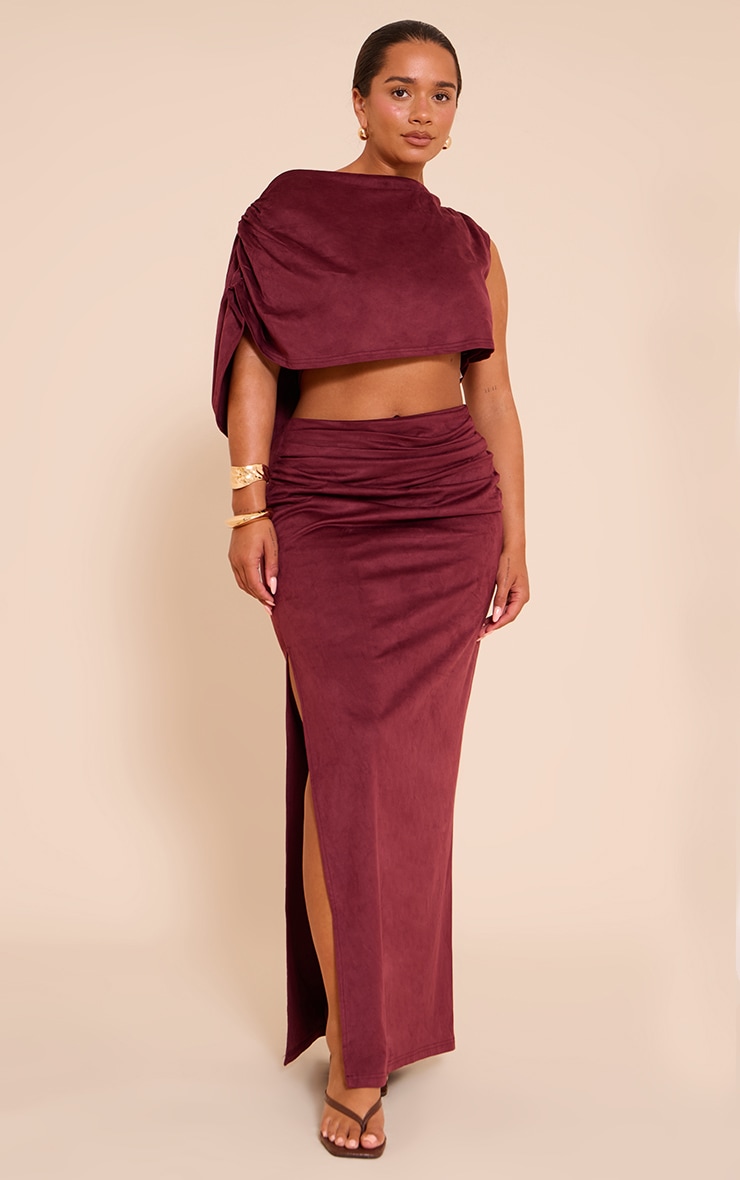 Shape Wine Faux Suede Cowl Drape Top image 3
