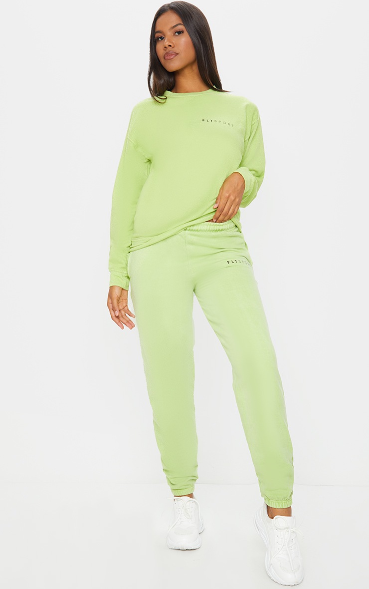 PRETTYLITTLETHING Lime Wash Sports Jogger