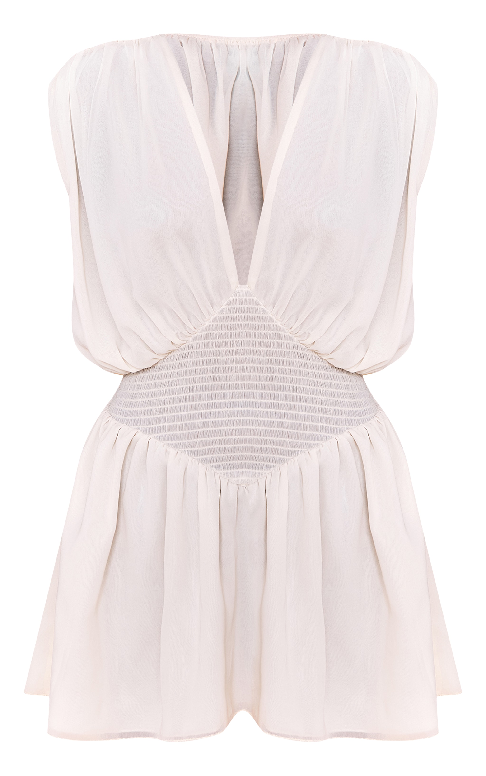 Almond Chiffon Shirred Mini Dress image 5