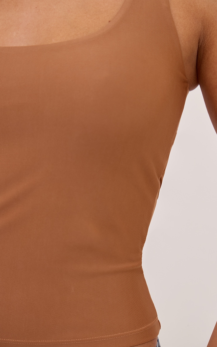 Almond Polyamide Scoop Neck Vest Top image 4