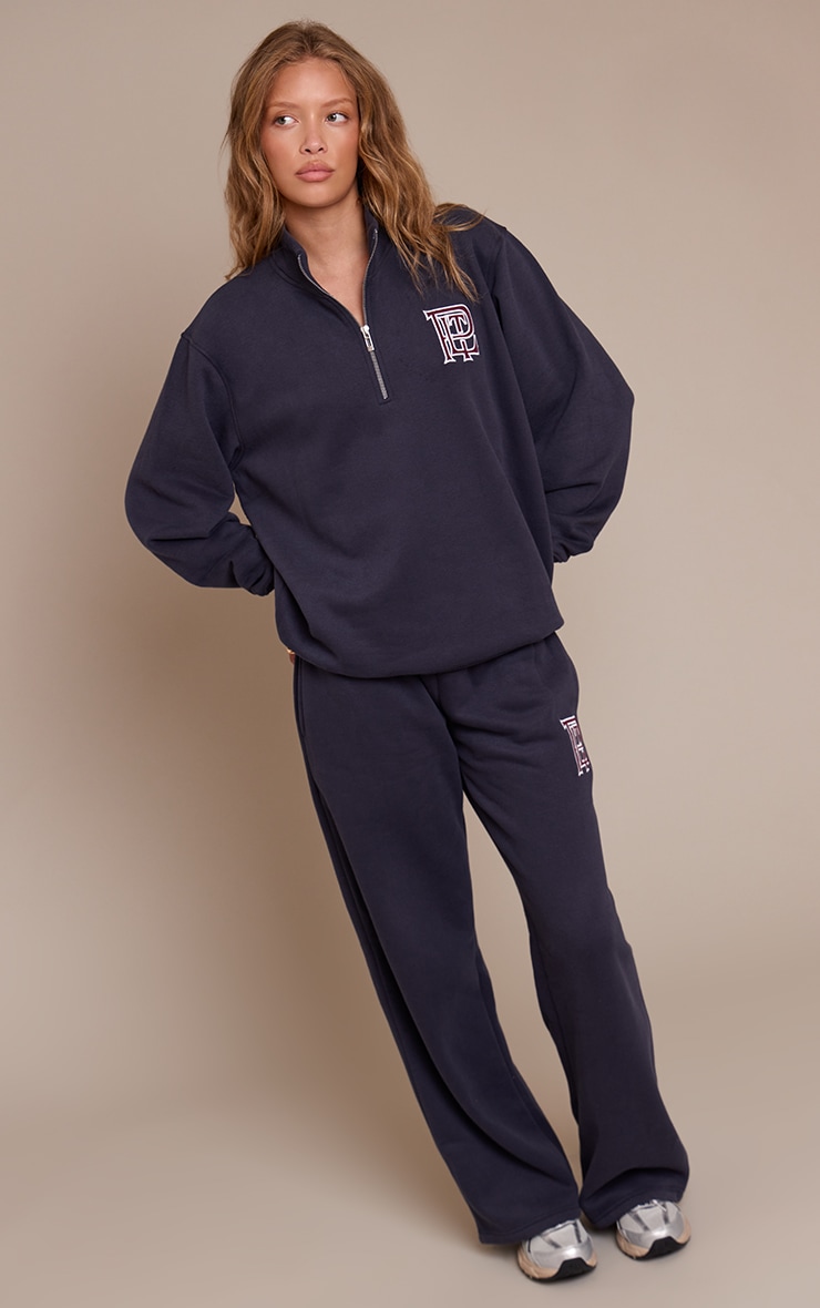 PLT Navy Cotton Fleece Quarter Zip Sweatshirt image 3