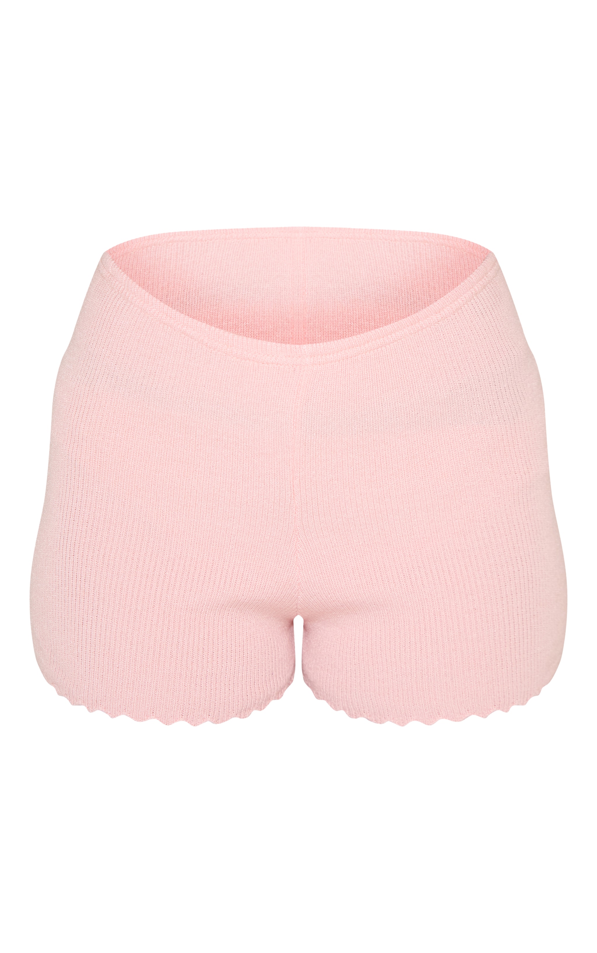 Pink Knitted Scallop Edge High Waisted Shorts image 6