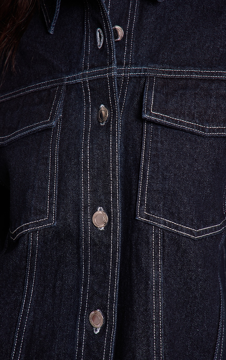 Petite Indigo Seam Detail Denim Shirt Jacket image 4