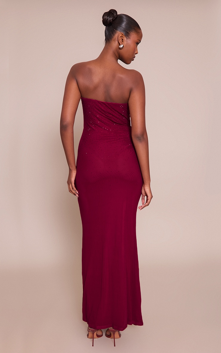 Burgundy Hotfix Bandeau Maxi Dress image 2