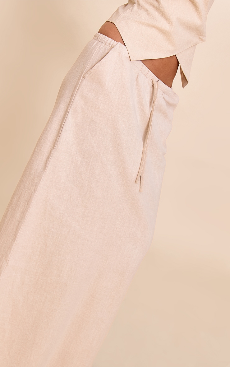 Natural Premium Linen Drawstring Maxi Skirt image 4