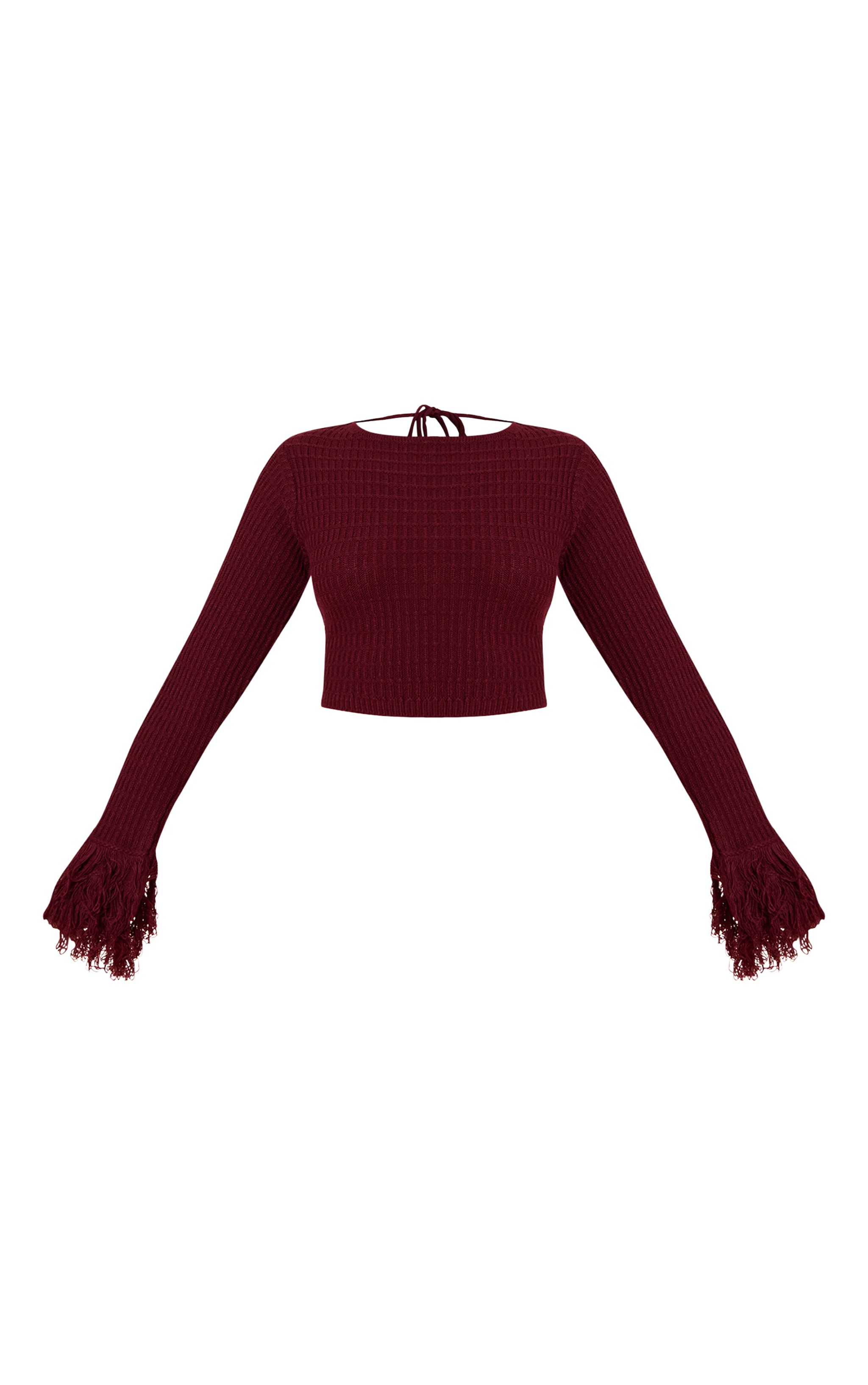 Wine Tassel Cuff Cropped Top image 5