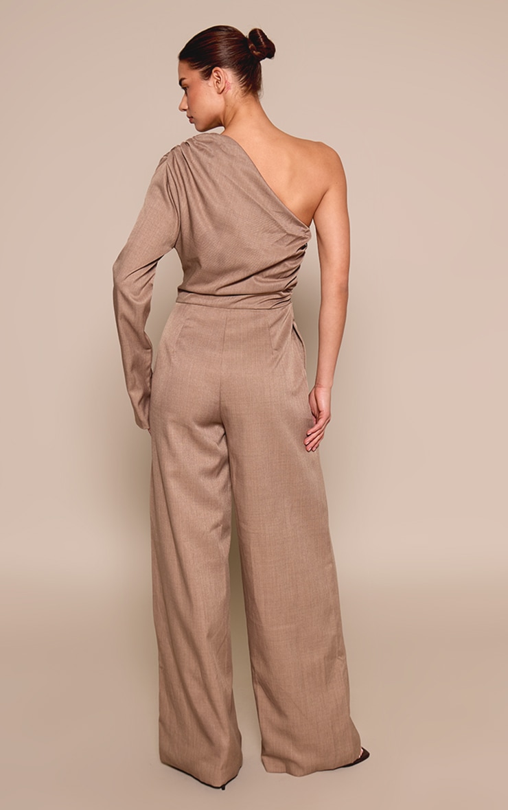 Mocha Woven Tailored One Sleeve Jumpsuit image 2