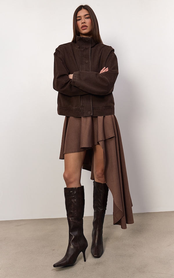 Mushroom Woven Layered Asymmetric Skirt