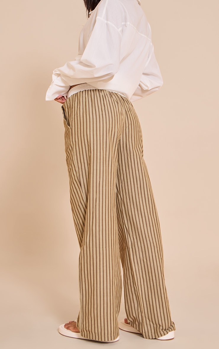Chocolate Pinstripe Cotton Poplin Contrast Waistband Pant image 3