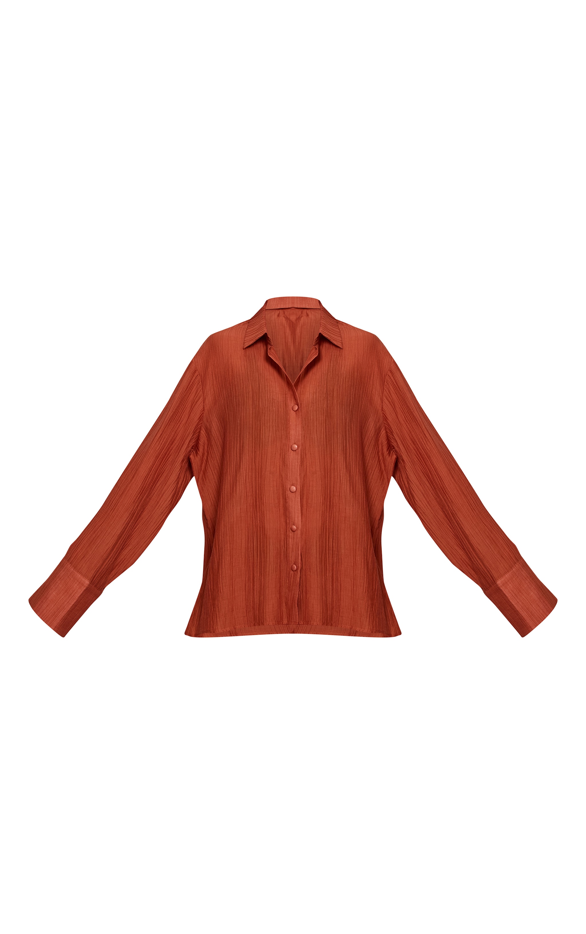 Burnt Orange Textured Oversized Deep Cuff Shirt image 5