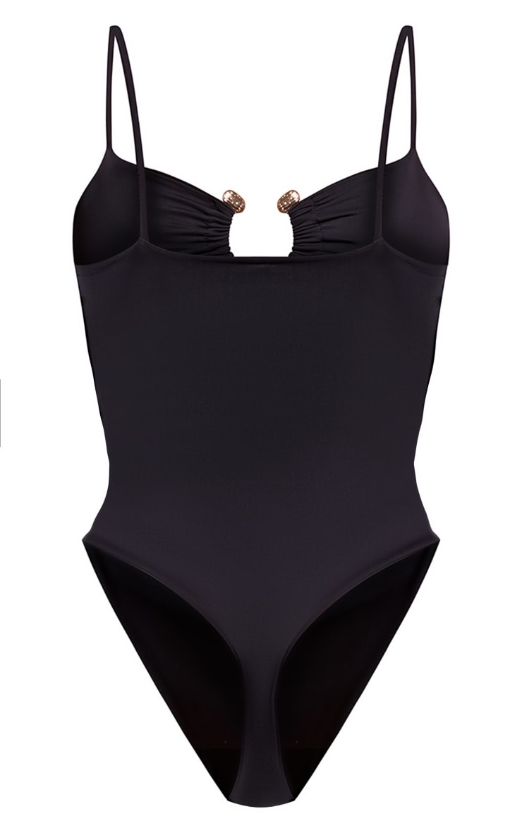 Black Cut Out Gold Hammered Trim Swimsuit Swimwear PrettyLittleThing CA