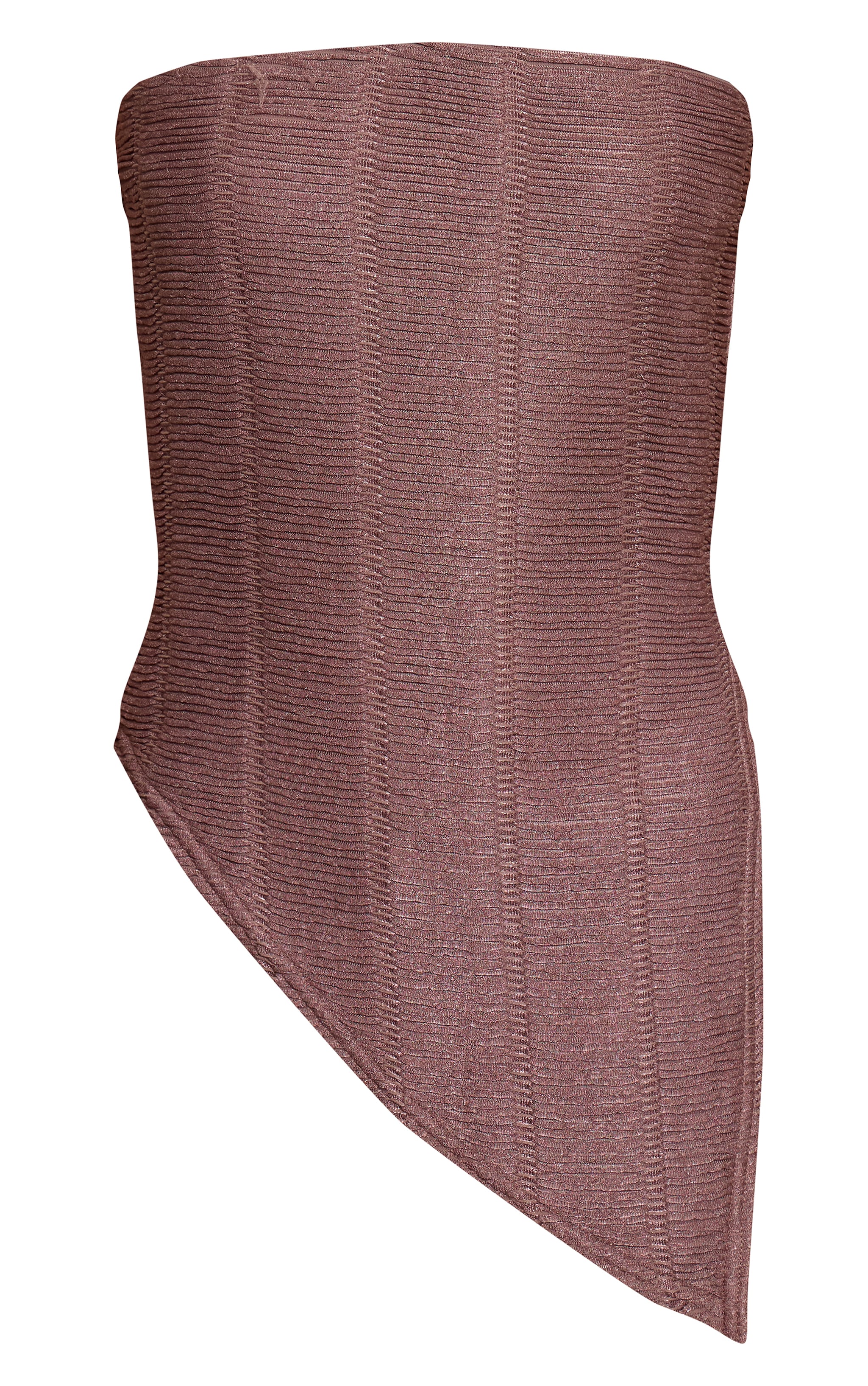 Mushroom Textured Asymmetric Hem Bandeau Top image 5