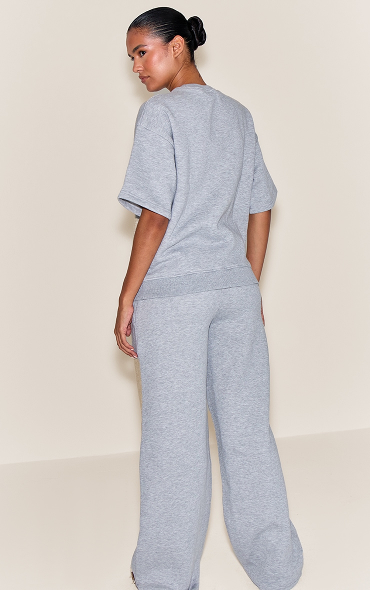Grey Marl Button Up Wide Leg Sweatpants image 3