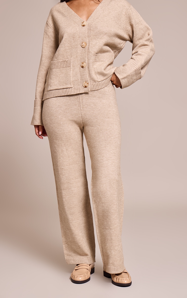 Petite Oatmeal Wide leg Knit Pant image 2