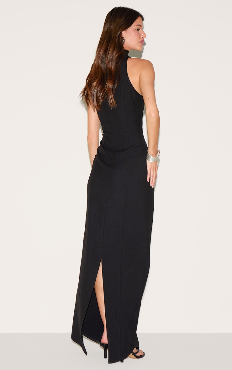 Black Woven Scoop Neck Maxi Dress image 2