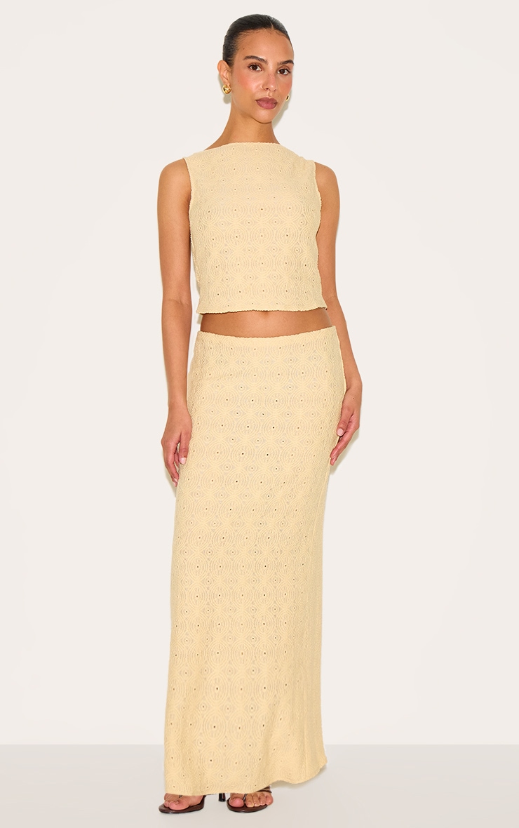 Petite Butter Cream Textured Low Rise Maxi Skirt image 1